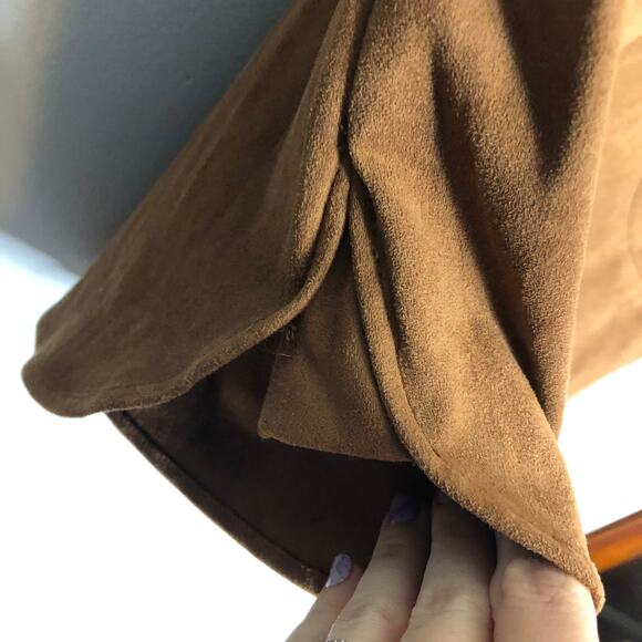 Joseph Ribkoff Faux Suede Snap Button Front Mini Dress Tunic Long Sleeve Tan 2 - Picture 7 of 10